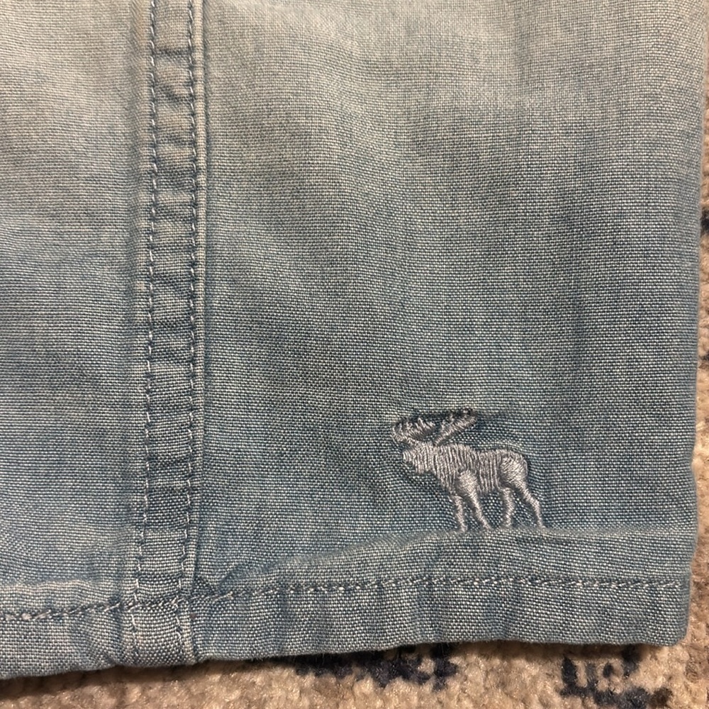 Abercrombie & Fitch Light Blue Denim Cropped Bustier Top - Picture 2 of 8
